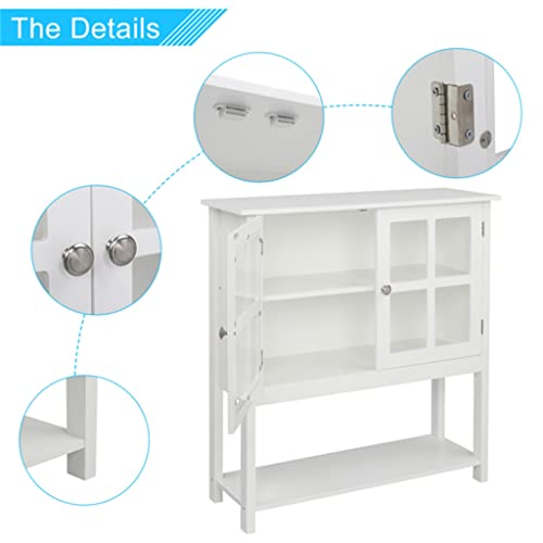 DSHGDJF MDF CNC Painted Sideboard Transparent Double Door Double Internal Compartment With Bottom Storage Shelf