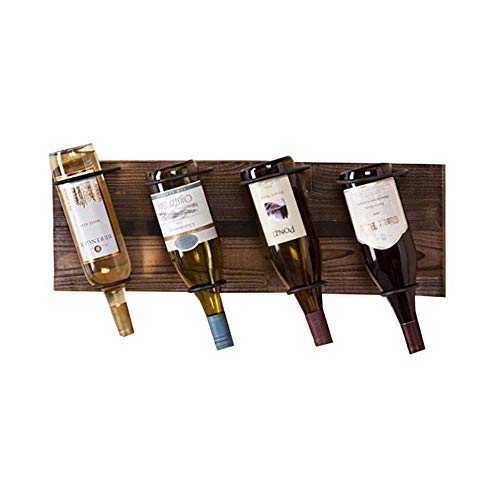 EYLINK Wine Racks,Modern Wall-Mounted 4 Bottles Metal Storage Box Hanging Bottle Rack Floating Kitchen Restaurant Bar Retro Decoration Display