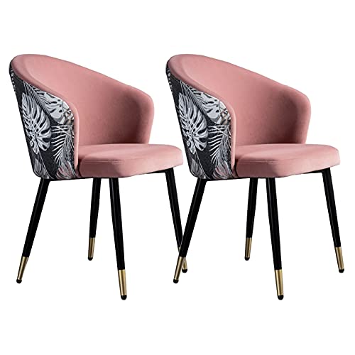 Kitchen Dining Room Furniture Chairs Velvet Dining Chair Set Of 2 Retro Kitchen Dining Room Chairs with Metal Legs Velvet Seat and Embroidery Bac