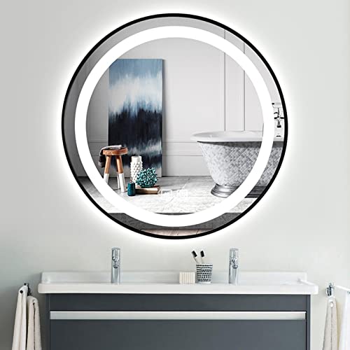 LED Circle Bathroom Mirror, light up mirror for makeup,Anti-Fog Wall Mounted Lighted,have Smart Touch Switch, Temperature Adjustable, Easy to Ins
