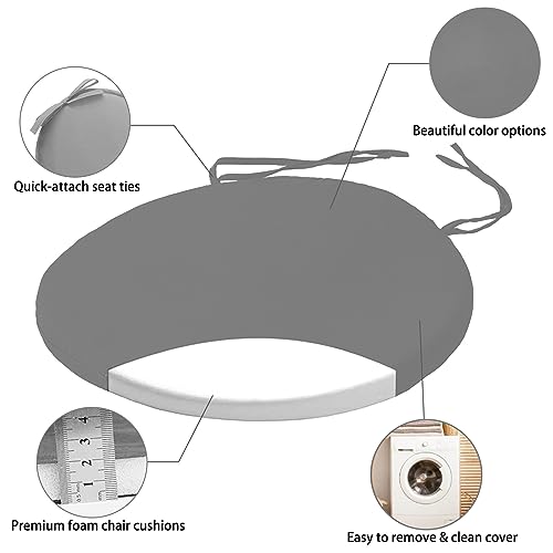 JIOJIO Round Bistro Seat Cushions with ties Outdoor Bistro Chair Cushion Round Bar Stool Cushion 15 (grey 3209)