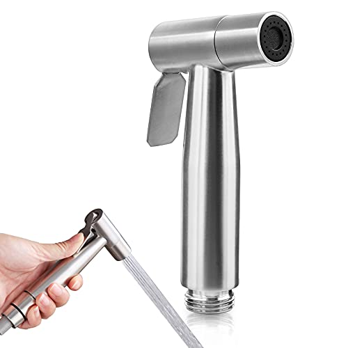 Hand Held Bidet Sprayer, Multi-Functional Sprayer Head Stainless Steel Shower Sprayer Brushed Nickel Sprayer for Toilet Cleaning Pet Bath Persona