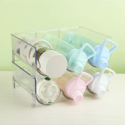 RIIPOO Water Bottle Organizer Rack, Stackable Bottle Holder Storage Shelf, Wine Racks for Cabinet Pantry Fridge Drawer, 2PCS