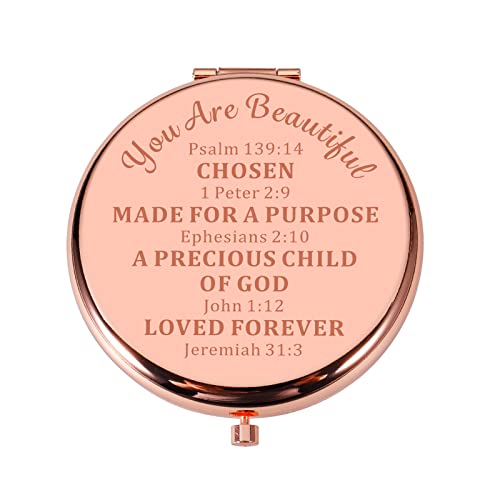 Inspirational Christian Gifts Mirror for Women Girls Bible Verse Compact Makeup Mirror for Female Friends Birthday Christmas Stocking Stuffers fo
