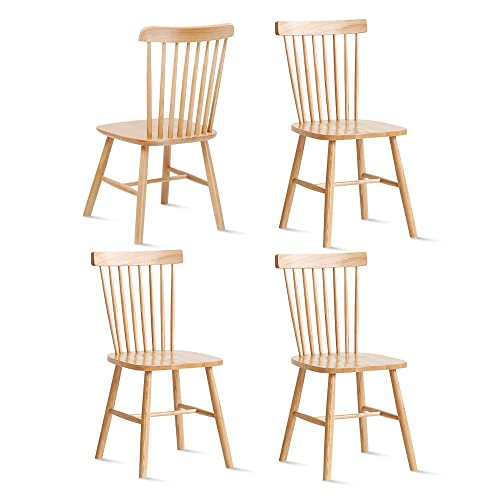 seonyou Dining Chairs Set of 4, Windsor Chair with Spindle Back and Solid Wood, American Country Farmhouse Chairs for Dining Room