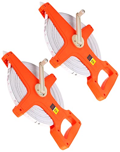 QWORK Open Reel Tape Measure, Fibreglass Surveyors Tape, 50M /165 FT