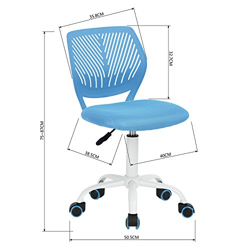 Homy Casa Desk Chair Adjustable Swivel Fabric Seat Ergonomic Task Chair Home Office For Kids Teens without Armrest, Blue