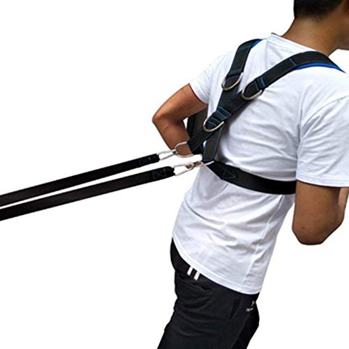 JULYKAI Weighted Resistance Bands, Speed Strength Training Sled Shoulder Harness Resistance Band Belt Sports Equipment - Black + blue