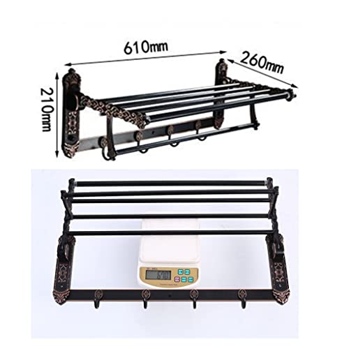 HIGOH Towel Racks, Bathroom Towel Rack Wall Mounted Towel Holder,Bath Hardware Aluminum Carved Foldable Towel Rack,Towel Bar,Bath Shelf Towe Hold