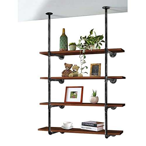 KEppd Wine Rack Wrought Iron Pipe Rack European Style Wall Hanging Wine Rack Ceiling Shelf 4 Layers Easy To Install DIY Kitchen Living Room Bar S