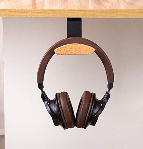 Headphone Hanger Holder Wall Mount,Headset Stand Hook Under Desk Beech Wood Earphones Hanger for Audio,Studio and PC Gaming Headphones(Beech-Z)