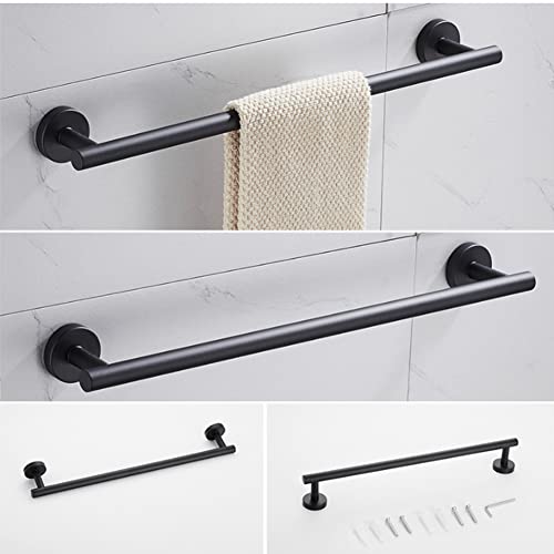 Hoopever 24Inch Towel Rails Wall Mounted, SUS304 Stainless Steel Towel Holder Hanger Rail, Black Round Single Towel Bar Rack Bath Towel Hanger Or