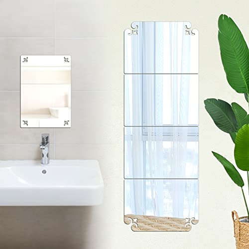 SNAIL GARDEN 5Pcs Acrylic Wall Mirror Tiles, Full Length Mirror Tiles for Dressing & Sink Acrylic Mirror Tiles for Bathroom, Frameless Wall Mirro