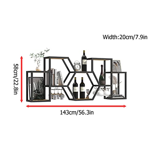 Modern Wall Mounted Wine Rack, Industrial Wine Rack With Shelves, Hanging Wine Holder, Wine Storage Shelf, Liquor Bottle Display Shelf, Wine Rack