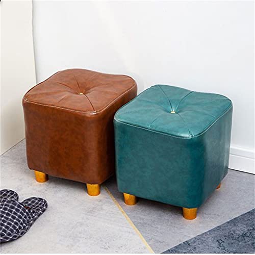 LEIGE Sofa Stool Low Stool Household Living Room Leather Stool Square Seat Stool (Color : Argento, Size : Talla �nica)