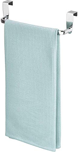 iDesign 57270 Axis Towel Rack, Small Metal Towel Holder, Over Door Towel Bar, Silver
