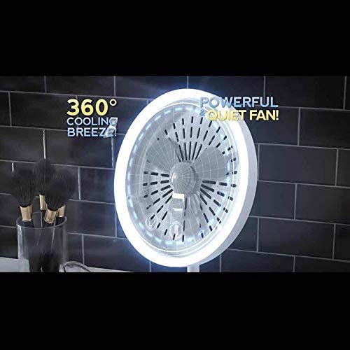 LIUZH 7.9 Inch Makeup with LED Lights and Fan Head Adjustable Cosmetic Vanity 5X Magnifying