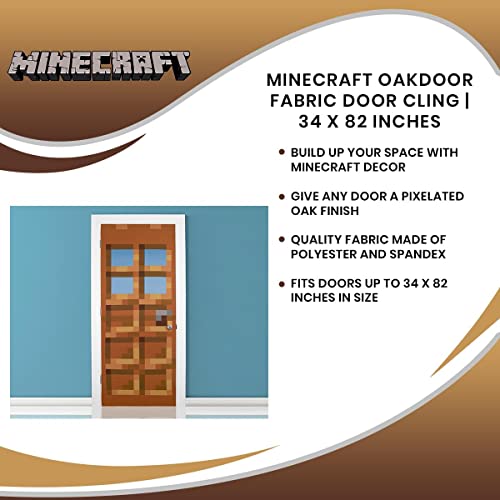 Robe Factory LLC Minecraft Oakdoor Fabric Door Cling | 34 x 82 Inches