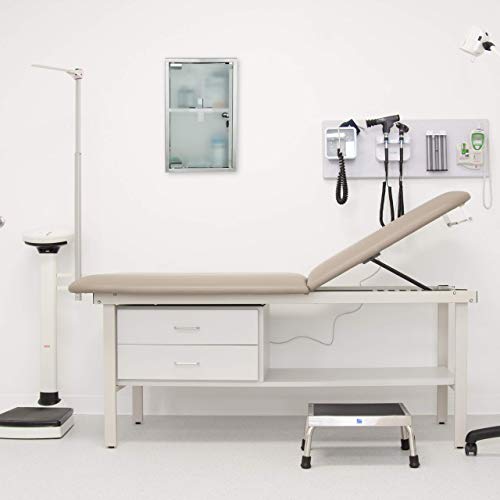 Relaxdays Stainless Steel Cabinet, Glass Door, 2 Compartments, Lockable, Home Pharmacy, Shiny, Silver, H x W x D: app. 40 x 25 x 11 cm
