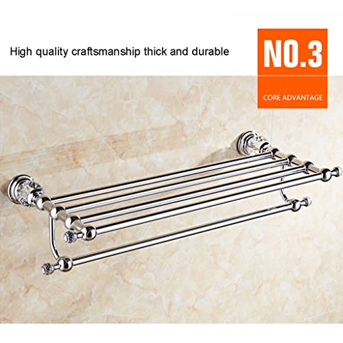 HIGOH Towel Racks, Bathroom Towel Rack Wall Mounted Towel Holder,European Style Towel Rack,Crystal Hardware Bath Towel Holder,Bathroom Solid Punc
