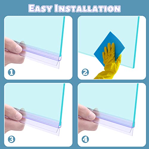 Sarmeley Shower Screen Seal Strip, 4Pcs Shower Door Seal Strip for 4-7mm Curved Or Straight Glass Up to 16mm Gap, Perfect Shower Seal Strip - 4x3
