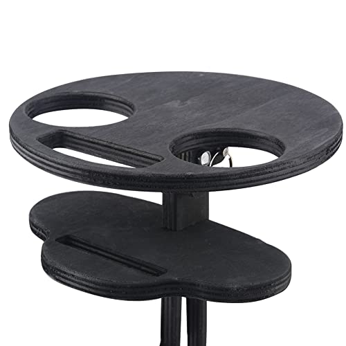 Fiacvrs Portable Wine Table, Wooden Folding Wine Racks, Snack Tray with Wine Glasses Holder, Wine Glass Rack for Picnic Outdoor, Camping, Beach(B