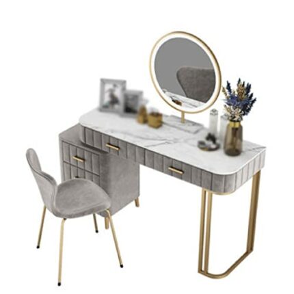 JJZXD Bedroom Velvet Dressing Table Makeup Table and Chair with Lighted Small Household Dressing Table