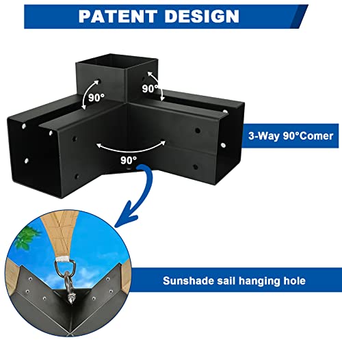 Pergola Gazebo Brackets-Kit Toja Grid - Nopwer 3-Way Right Angle Corner Bracket for 4x4 Inch Wood Beams