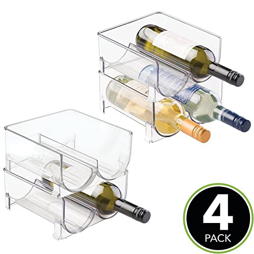 mDesign Ultra Modern Wine Rack - Crystal Clear Bottle Rack - Horizontal Wine Holder Extends Wine and Cork Life - 4 Stackable Wine Racks - 2 Bottl
