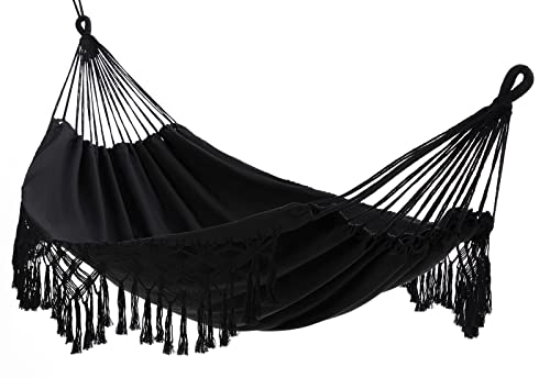 Outdoor Garden Hammock Double Hammock 2 Person Large Brazilian Hammocks Cotton Indoor Hammock for Bedroom Patio Porch Backyard w/Handwoven Macram
