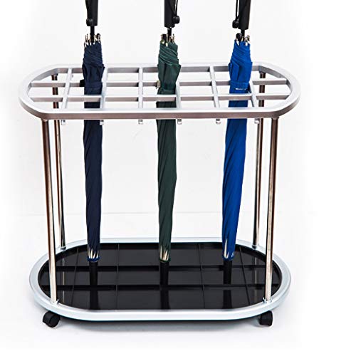SEYFI Umbrella Stands, Modern Metal 21 Slot Freestanding Umbrella Stand Holder Storage Rack with 12 Hooks and Removable Base Drip Tray