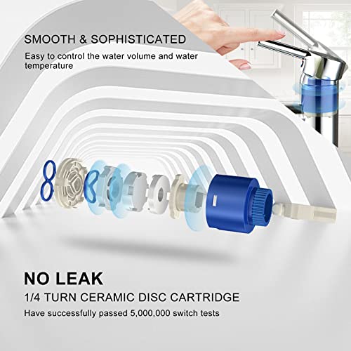 Hapilife Basin Taps Mixers Bathroom Sink Tap Chrome with UK Standard Hoses Single Lever Hot and Cold Mixer Modern