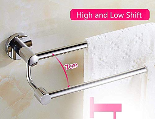 Double Towel Rails Screw Wall Mounted,SUS 304 Stainless Steel Bath Towel Holder, Rustproof Hand Towel Bar,Towel Rod Mirror Reflection for Bathroo