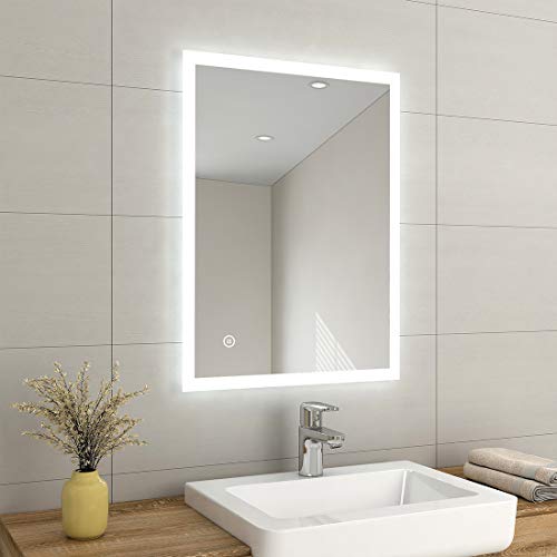 EMKE 500 x 700 mm Illuminated LED Bathroom Mirror LED Mirrors Light with Touch Control Switch + Demister