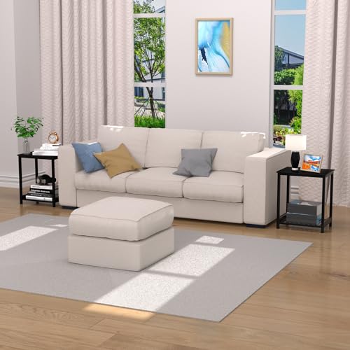 POXAKA End Table Set of 2, Bamboo Side Table, Black Night Stand Bedside Table, Modern Nightstand for Bedroom, Living Room, Study, Office (MC-540)