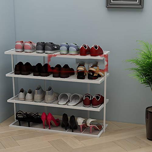 n/a 4-Tier Shoe Rack, Organizer Storage Bench Stand for Mens Womens Shoes Closet with Iron Shelves That Hold Shoes (Color : Svart)