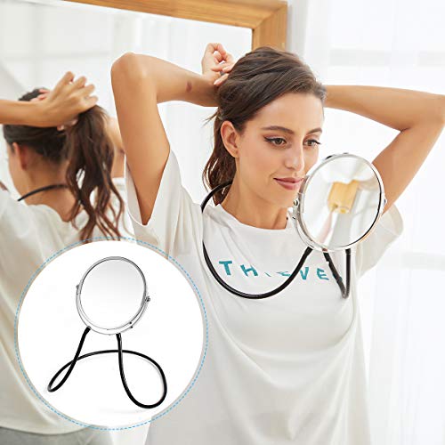 Jessie Saxton Double Sided Mirror, Standard Viewing and 5X Magnification, Mirror' arm is Flexible to Around The Neck