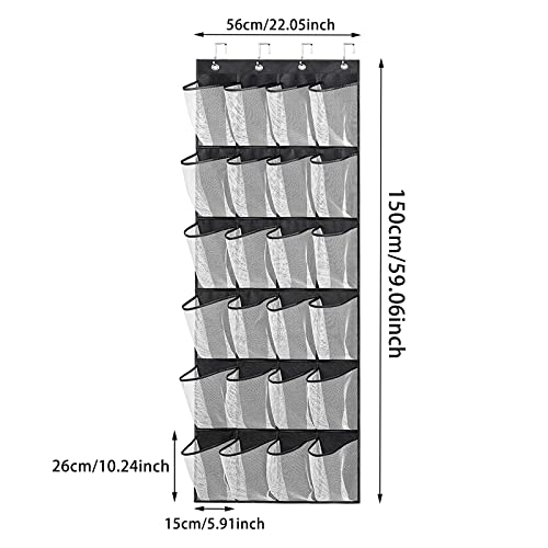 NEUSID 24 Pockets Large Black Pockets Over the Door Shoe Storage Organiser, Back of the Door Shoe Rack Wardrobe Shoe Rack, Hanging Shoe Holder fo