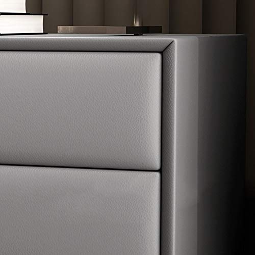 JYDQM Bedroom Furniture Bedside Table Simple Nordic Leather Cabinet, Small Bedside Cabinet with Gray Double Drawer Design