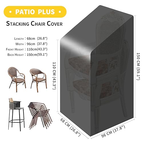 PATIO PLUS Garden Chair Cover – Outdoor Patio Chair Waterproof Cover for Storage – Heavy Duty, All Weather Green Polyethylene Furniture Cover wit