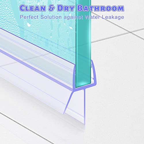 Sarmeley Shower Screen Seal Strip, 4Pcs Shower Door Seal Strip for 4-7mm Curved Or Straight Glass Up to 16mm Gap, Perfect Shower Seal Strip - 4x3