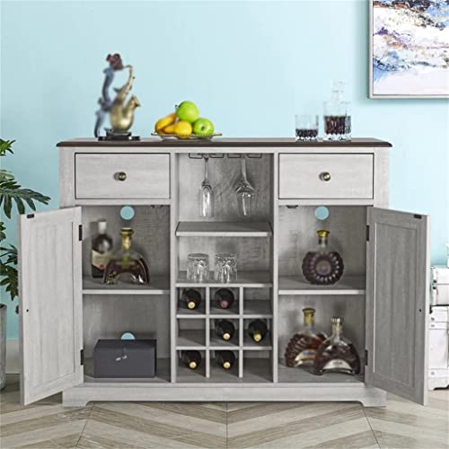 DSHGDJF Kitchen Sideboard With X-Shaped Sliding Doors And Storage Shelves Wine Cooler Wooden Storage Buffet For Kitchen
