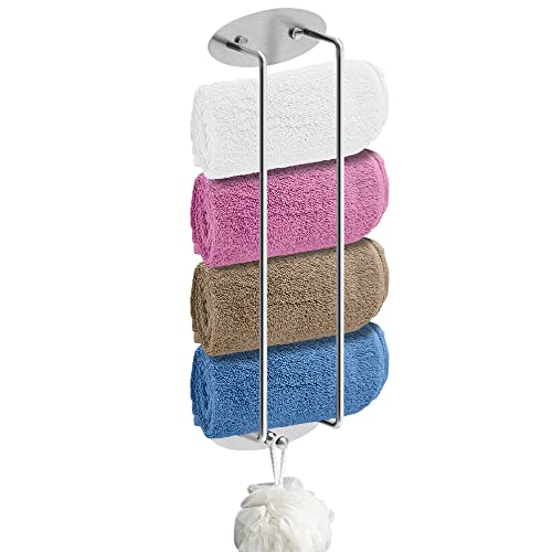 HONPHIER Towel Storage Racks Self-Adhesive Towel Holder Wall Mounted Stainless Steel Towel Rail with Hook No Drilling Bath Towel Holder for Kitch