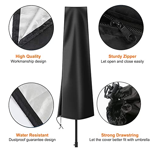 OKPOW Parasol Cover, Heavy Duty Rip Proof 600D Oxford Fabric Parasol Covers Waterproof, Windproof, Anti-UV, Large Umbrella Cover with Zip (170 *