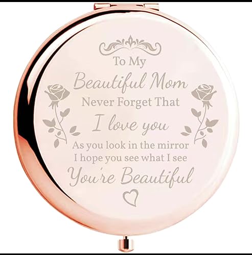Compact Mirror for Her Inspirational Gifts for Women Friends Engraved Makeup Mirror for Her (Rose Gold)