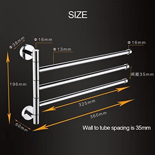 HIGOH Towel Racks, Towel Rail for Bathroom,High-Grade All-Copper Movable Hand Towel Holder,Movable Rod 3 Rods Rotatable Bathroom Bathroom Towel B