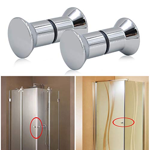 FOROREH 2 Shower Door knobs Bath Door Handle Stainless Steel Shower Handle Equipment Door Handle Double Buttons Glossy for Shower Door Glass Door