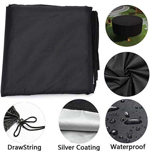 Fenghome Garden Furniture Cover, Waterproof Round Garden Table Cover for Outdoor Furniture Set Windproof Patio Table & Chair Set Cover with Draws