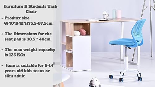Homy Casa Desk Chair Adjustable Swivel Fabric Seat Ergonomic Task Chair Home Office For Kids Teens without Armrest, Blue