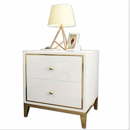 N/A Nordic bedside table simple locker light luxury bedroom storage cabinet painted bedside small cabinet (Color : Argento)